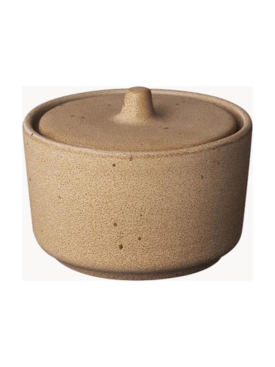 Azucarero artesanales Kumi, Cerámica de gres esmaltada, Beige claro, Ø 9 x Al 6 cm