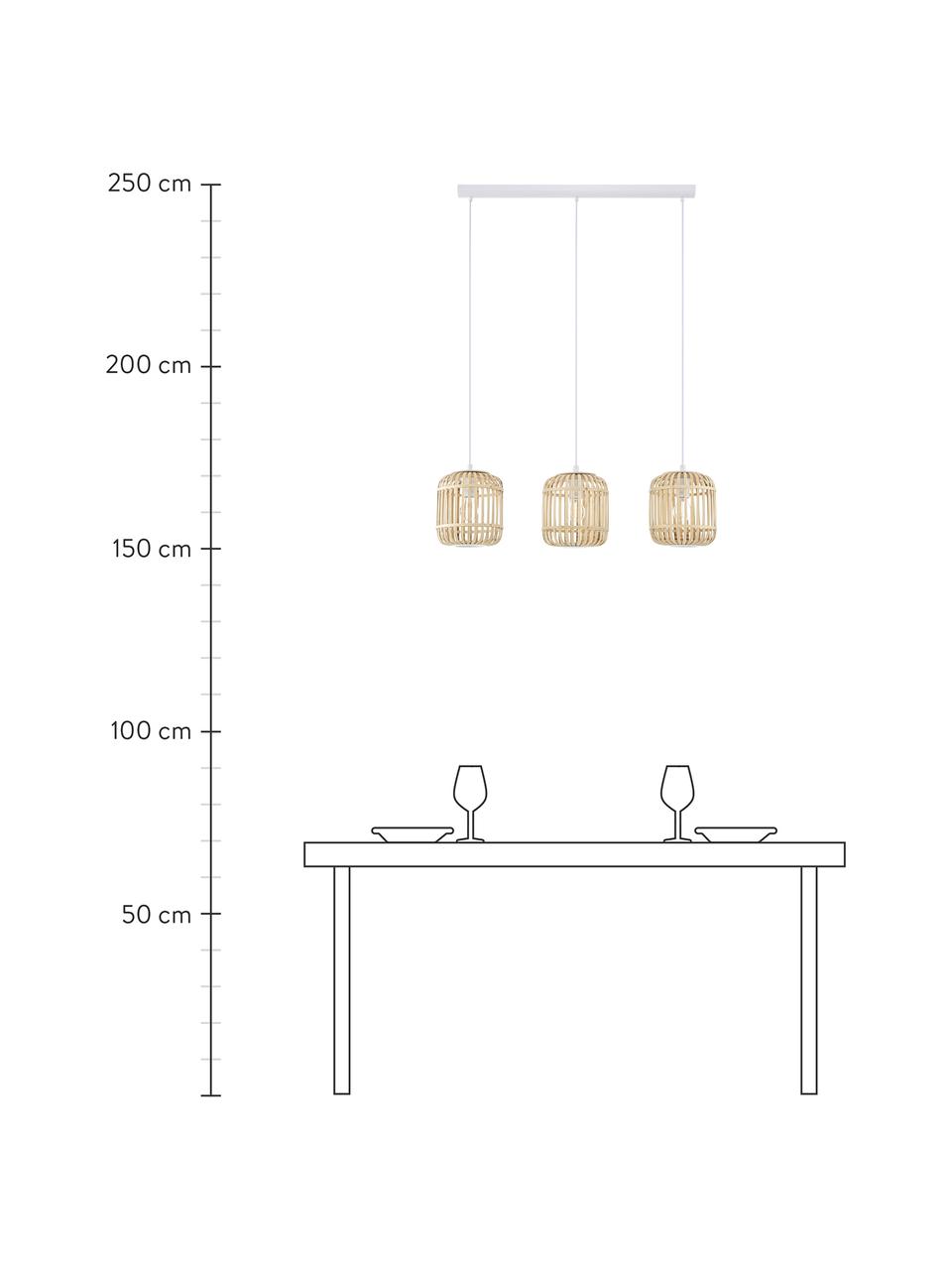 Závěsné svítidlo z bambusu Adam, Bílá, světle hnědá, Š 78 cm, V 24 cm