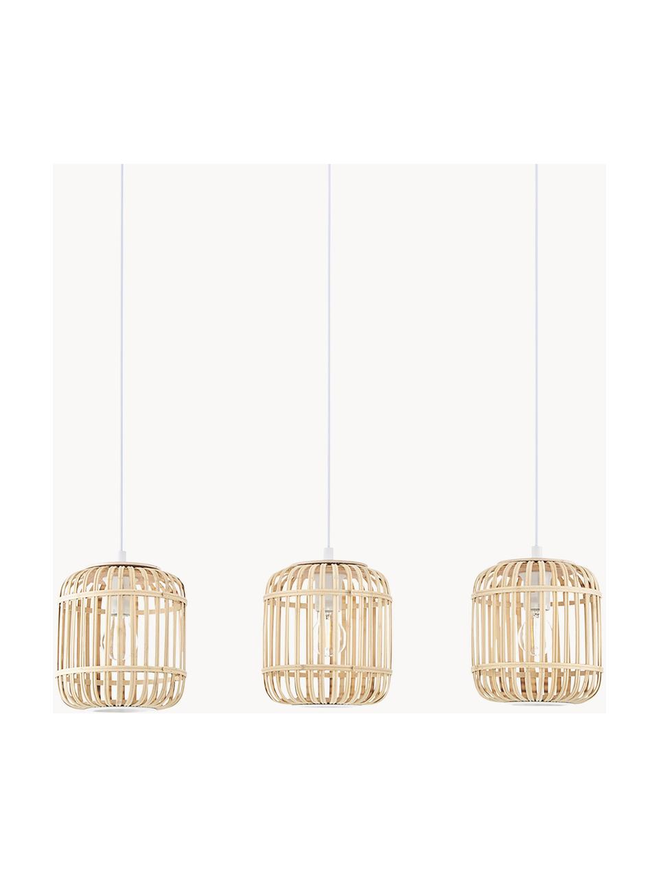 Suspension 3 lampes en bambou Adam, Beige, larg. 78 x haut. 24 cm