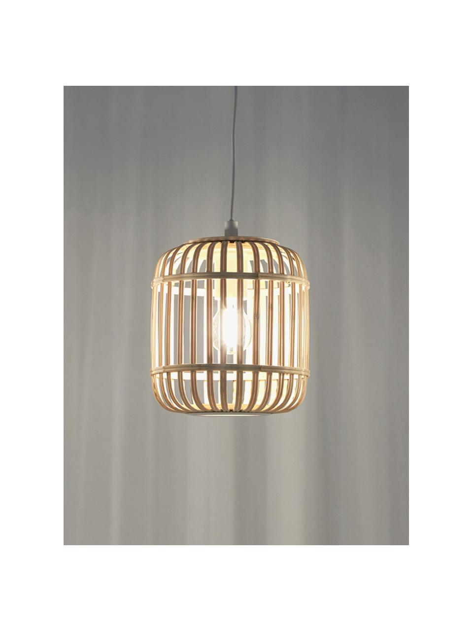 Hanglamp Adam van bamboehout, Lampenkap: bamboe, hout, Baldakijn: gepoedercoat metaal, Beige, B 78 x H 24 cm