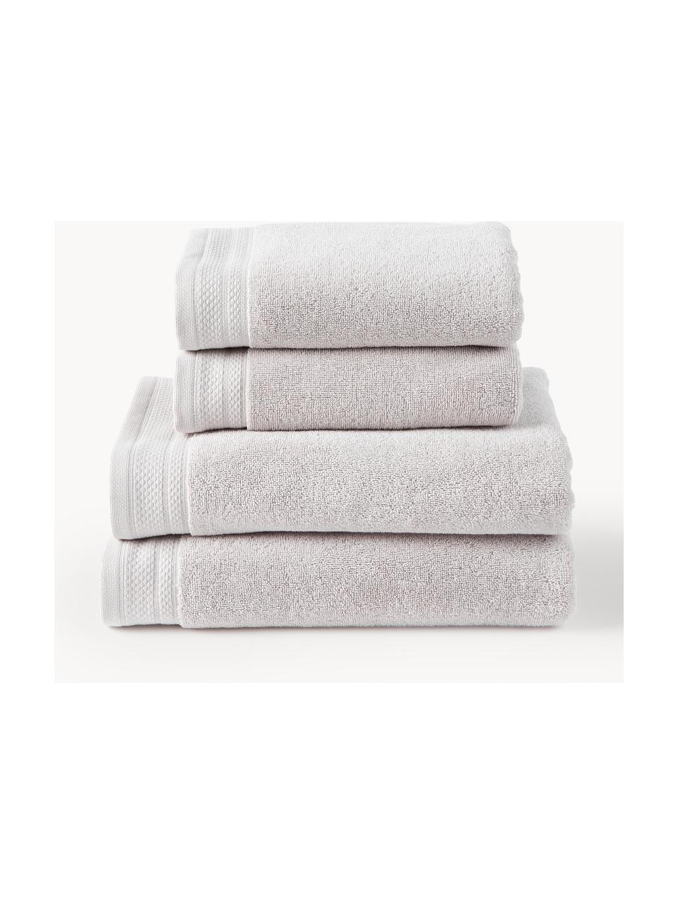 Súprava uterákov z organickej bavlny Premium, rôzne veľkosti, Svetlosivá, 3-dielna súprava (uterák pre hostí, uterák na ruky, osuška)