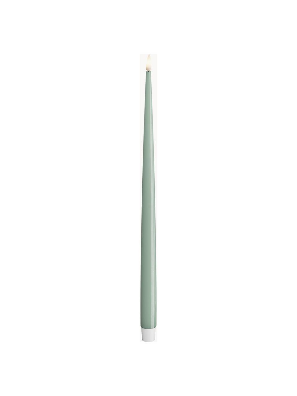 Ręcznie wykonana świeca stołowa LED Real Flame, W 38 cm, 2 szt., Tworzywo sztuczne z powłoką żywiczną, Szałwiowy zielony, W 38 cm