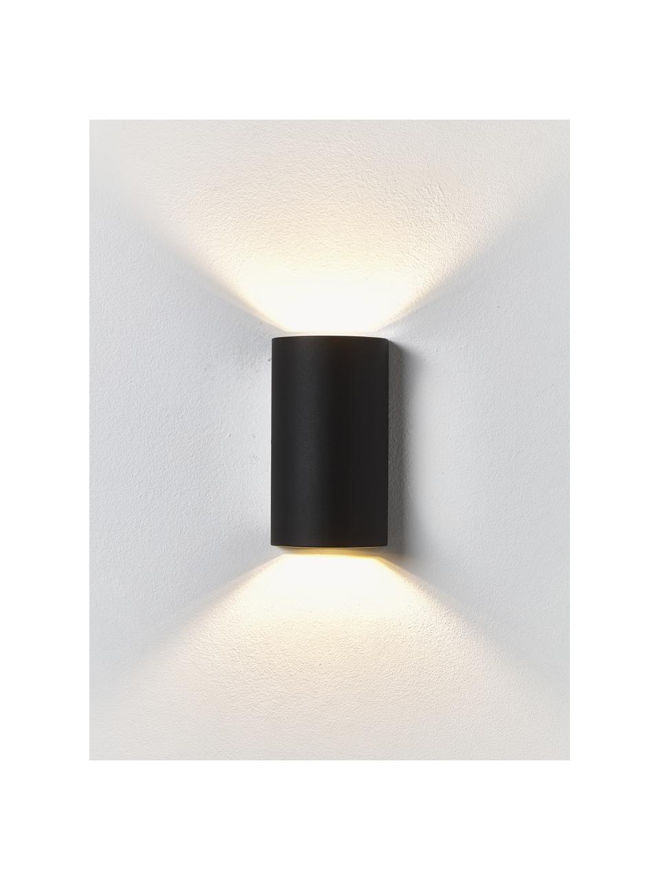 Outdoor wandlamp Rold, Lamp: gecoat metaal, Diffuser: glas, Zwart, Ø 9 x H 16 cm