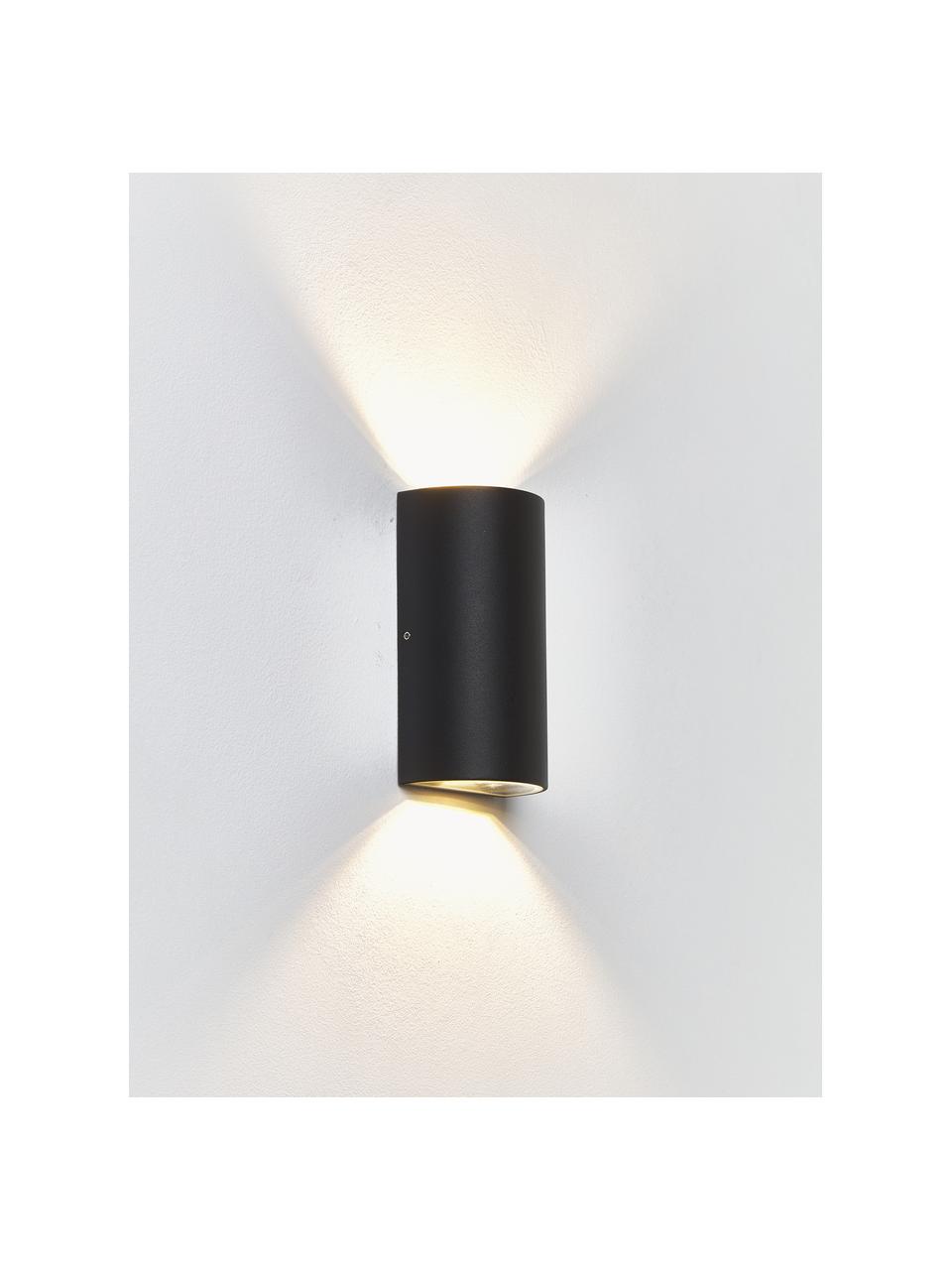 Outdoor wandlamp Rold, Lamp: gecoat metaal, Diffuser: glas, Zwart, Ø 9 x H 16 cm