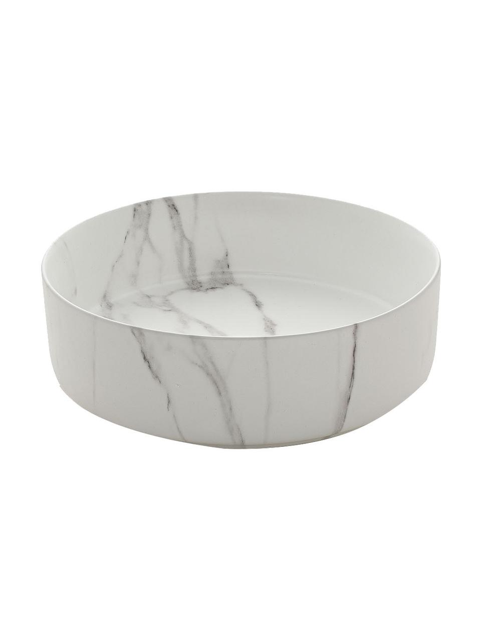 Aufsatzwaschbecken Klimt aus Keramik, Ø 36 cm, Keramik in Marmor-Optik, Weiß, marmoriert, Ø 36 x H 12 cm
