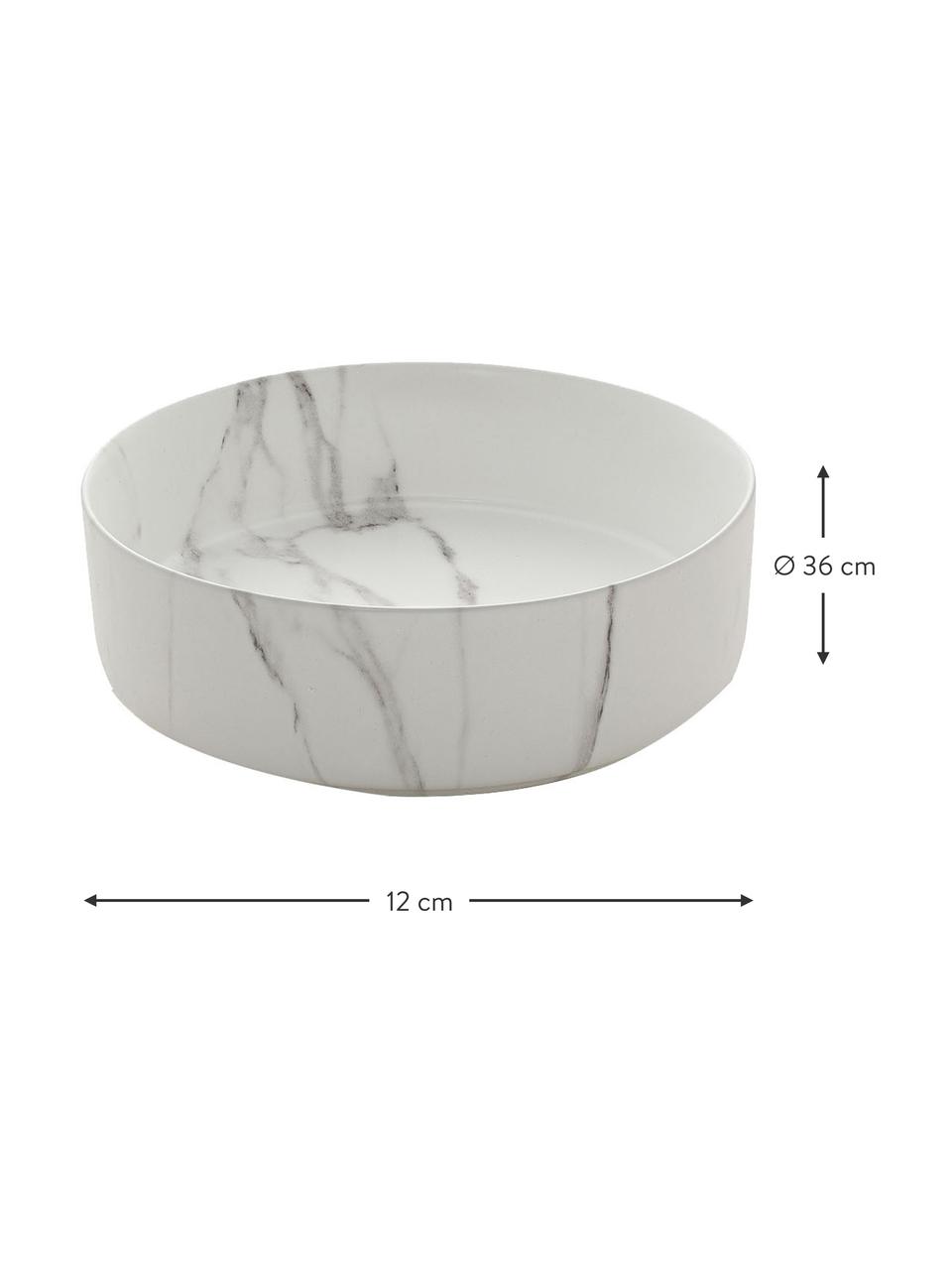 Vasque à poser en céramique Klimt, Ø 36 cm, Céramique aspect marbre, Blanc, marbré, Ø 36 x haut. 12 cm