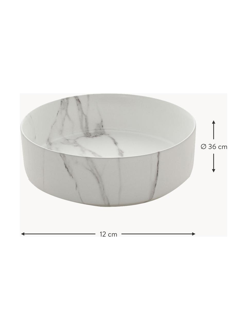 Lavabo da appoggio in ceramica Klimt, Ø 36 cm, Ceramica effetto marmo, Bianco effetto marmo, Ø 36 x Alt. 12 cm