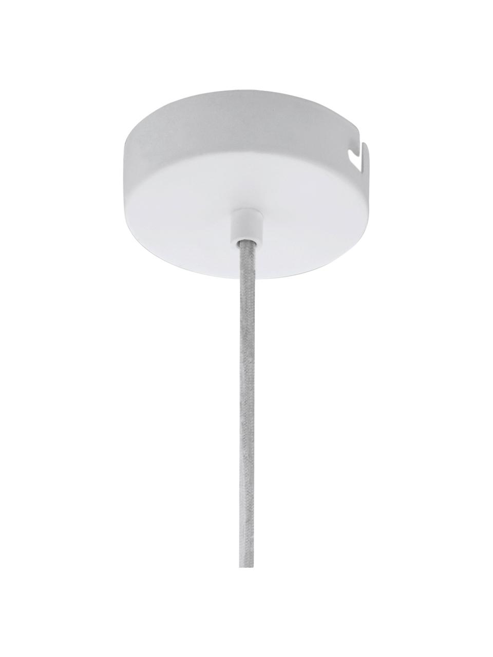 Scandi hanglamp Carlton, Lampenkap: gelakt staal, Baldakijn: gelakt staal, Wit, goudkleurig, Ø 31 x H 40 cm