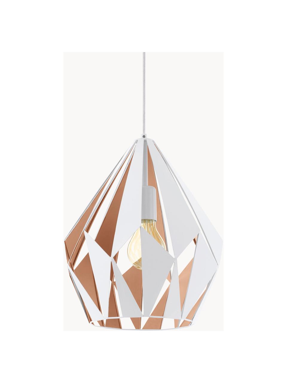 Lampa wisząca w stylu scandi Carlton, Biały, odcienie złotego, Ø 31 x W 40 cm