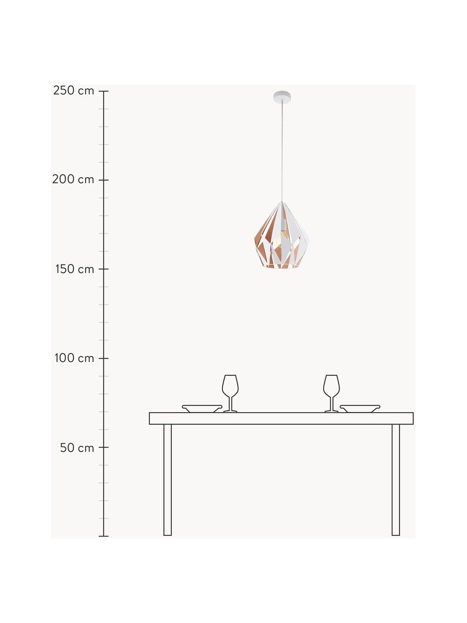 Scandi hanglamp Carlton, Lampenkap: gelakt staal, Wit, goudkleurig, Ø 31 x H 40 cm