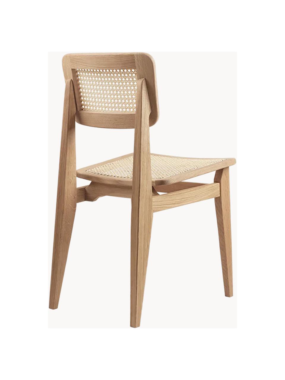 Dřevěná židle z dubového dřeva s vídeňskou pleteninou C-Chair, Dubové dřevo, světle béžová, Š 41 cm, V 53 cm