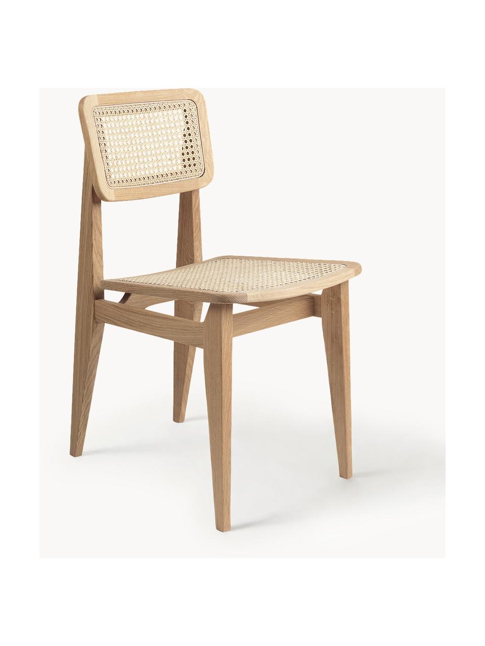 Dřevěná židle z dubového dřeva s vídeňskou pleteninou C-Chair, Dubové dřevo, světle béžová, Š 41 cm, V 53 cm