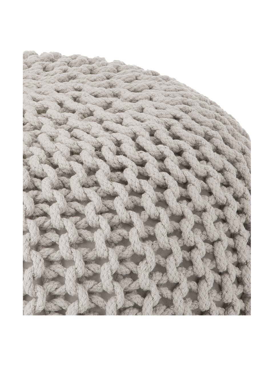Pouf a maglia fatto a mano beige Dori, Rivestimento: 100% cotone, Tessuto beige, Ø 55 x Alt. 35 cm