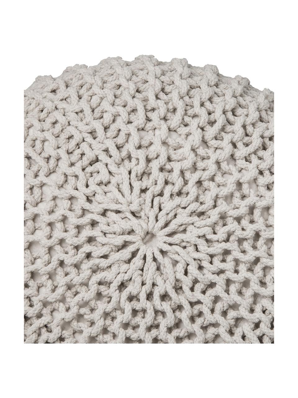 Handgefertigter Strickpouf Dori, Bezug: 100% Baumwolle, Greige, Ø 55 x H 35 cm