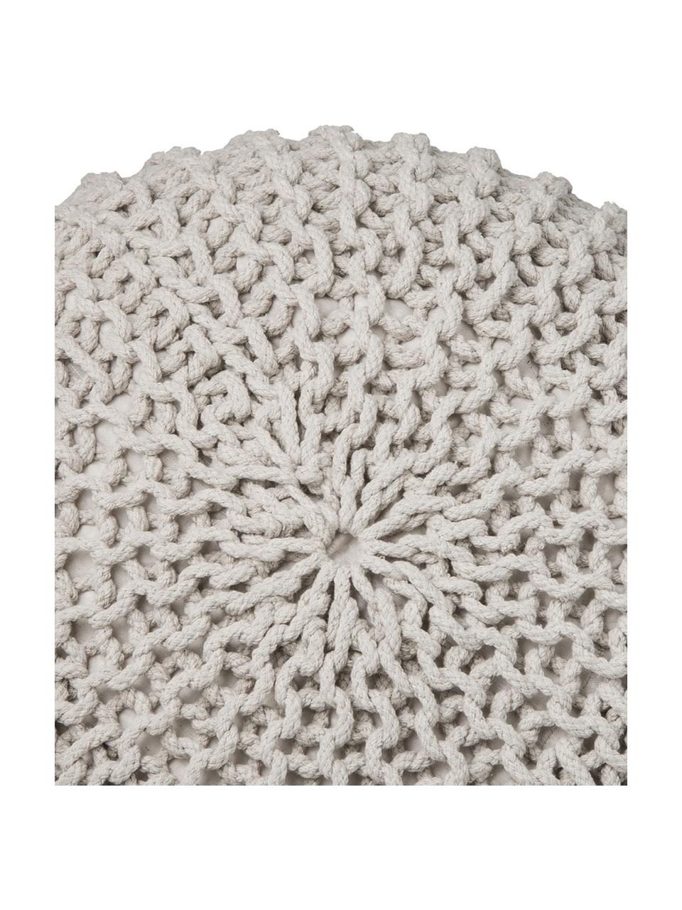 Ručně vyrobený pletený puf Dori, Greige, Ø 55 cm, V 35 cm