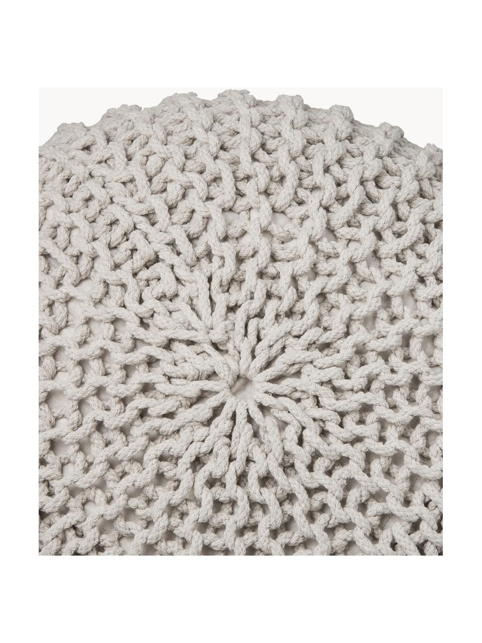 Handgefertigter Strickpouf Dori, Bezug: 100% Baumwolle, Greige, Ø 55 x H 35 cm