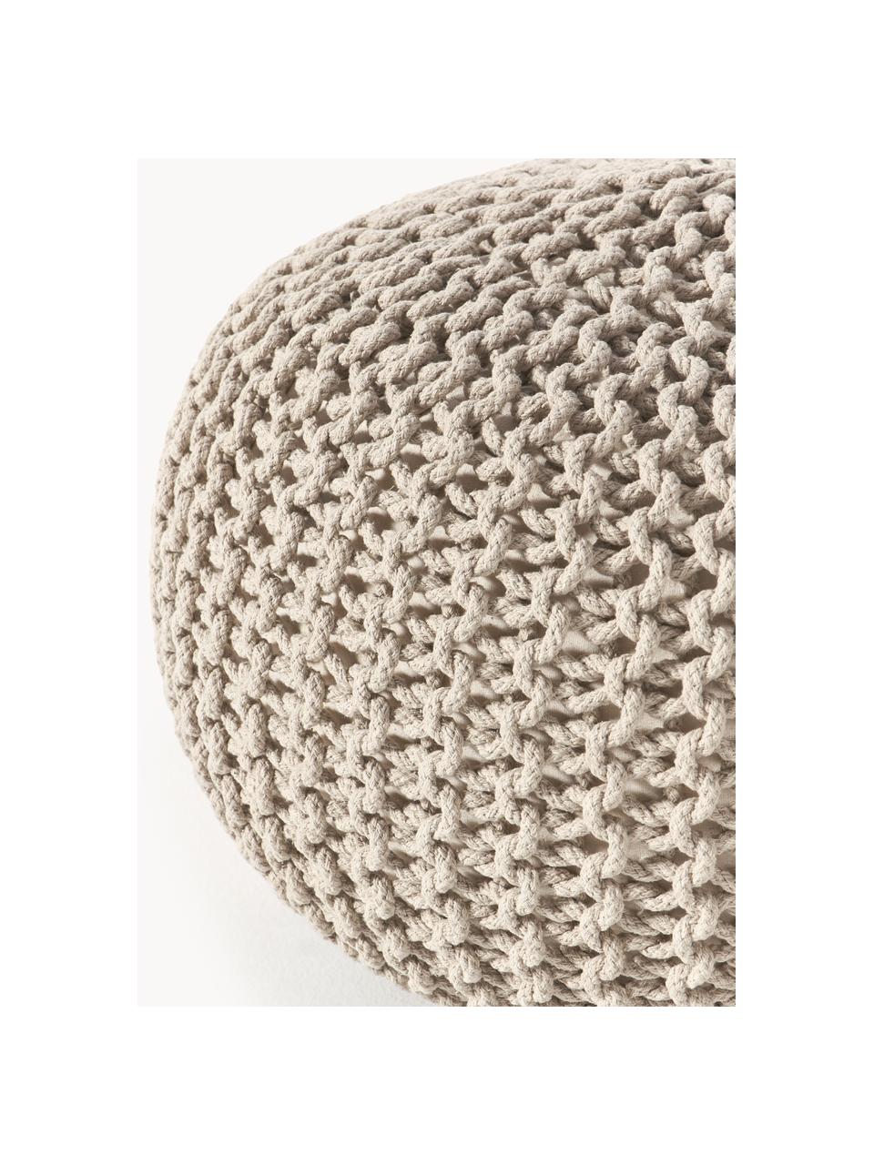 Handgefertigter Strickpouf Dori, Bezug: 100% Baumwolle, Greige, Ø 55 x H 35 cm