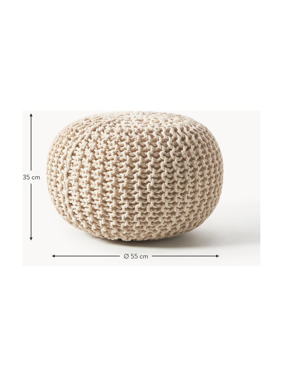 Handgefertigter Strickpouf Dori, Bezug: 100 % Baumwolle, Greige, Ø 55 x H 35 cm