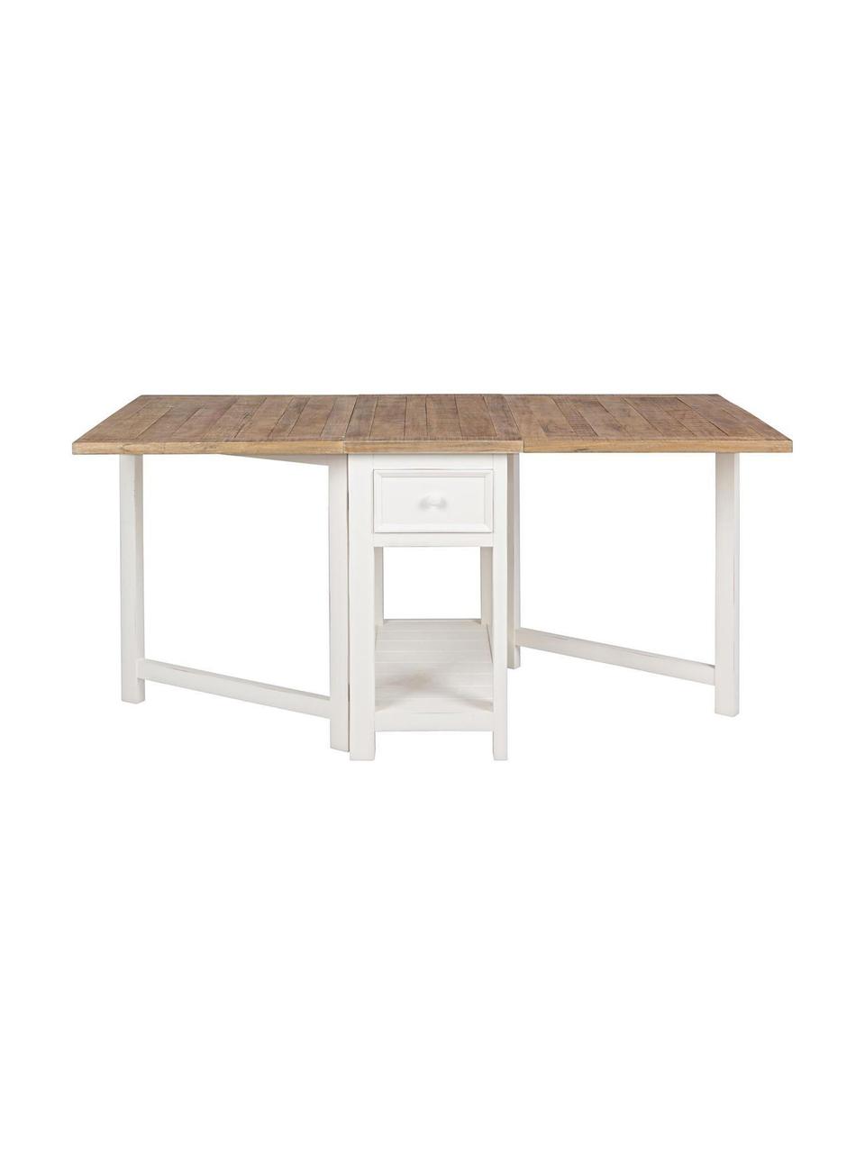 Mesa plegable Elvia, Tablero de fibras de densidad media
Madera de pino, Blanco, beige, An 160 x F 80 cm