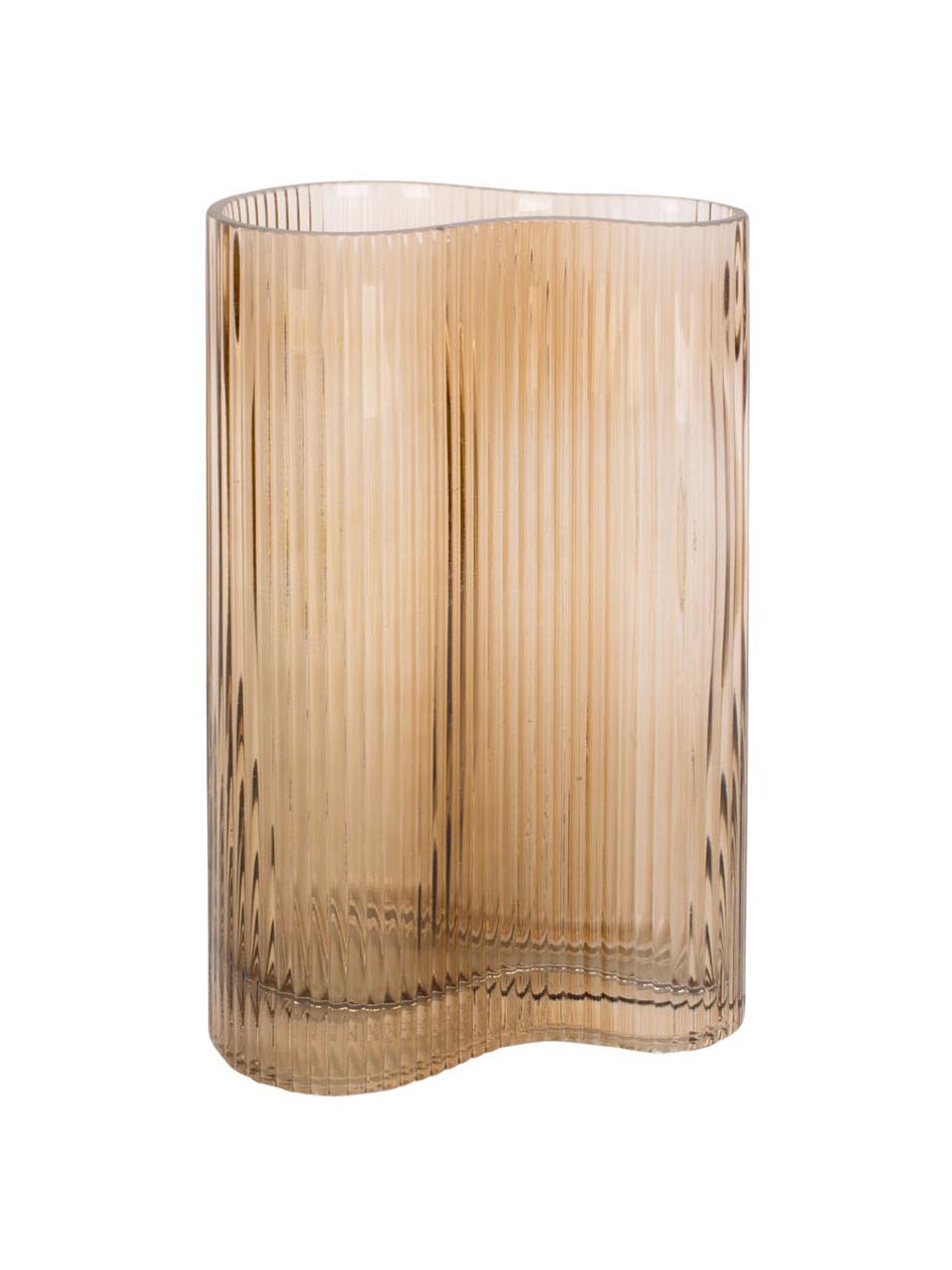 Glas-Vase Allure Wave in Hellbraun, Glas, getönt, Hellbraun, 10 x 27 cm