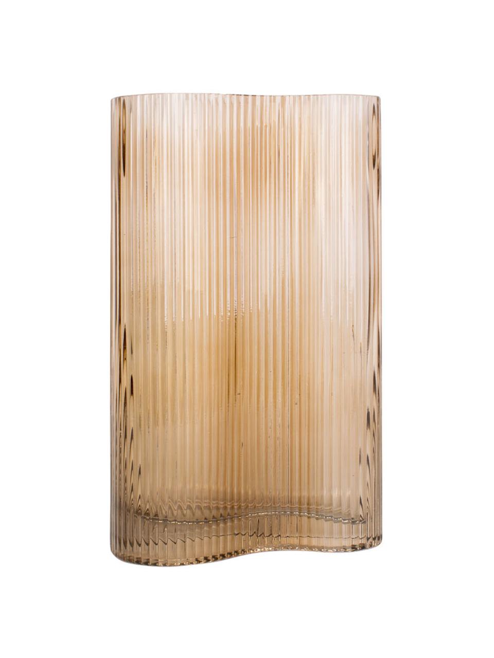 Skleněná váza Allure Wave, Tónované sklo, Světle hnědá, Š 10 cm
