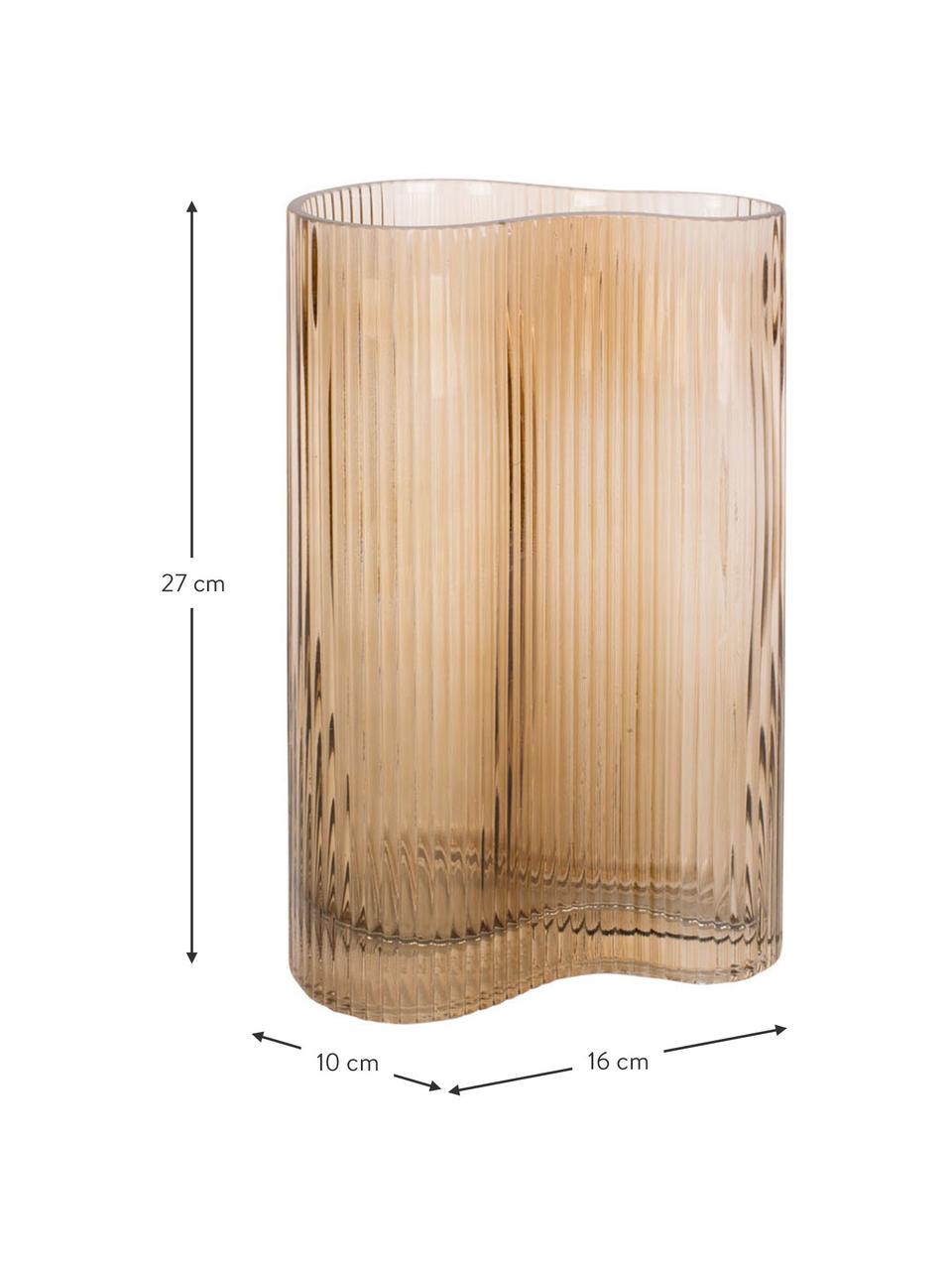 Skleněná váza Allure Wave, Tónované sklo, Světle hnědá, Š 10 cm