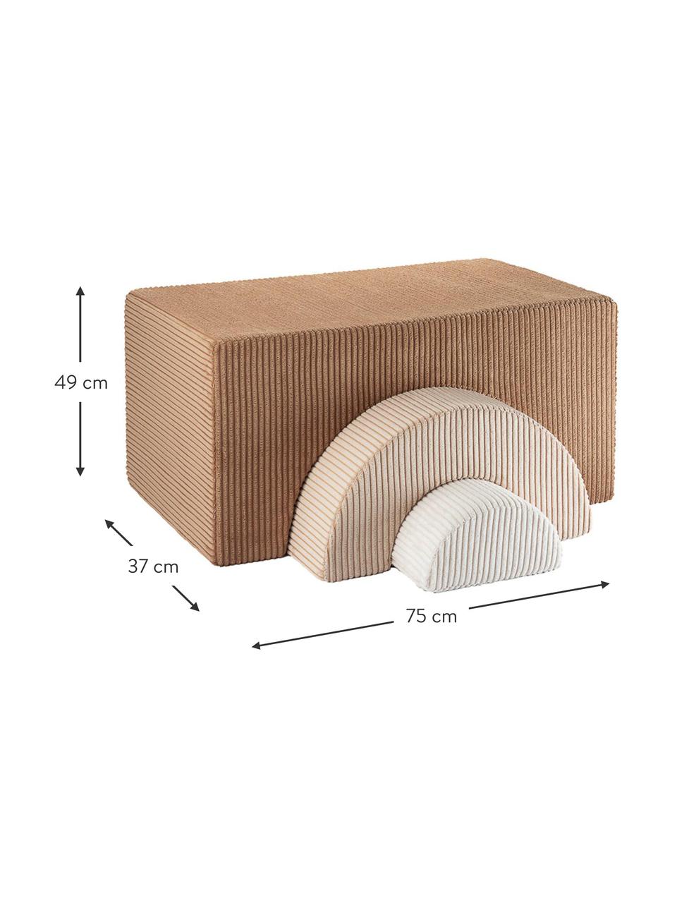 Ensemble de jeu en velours côtelé Rainbow, 3 élém., Velours côtelé brun clair beige, blanc, larg. 75 x haut. 49 cm
