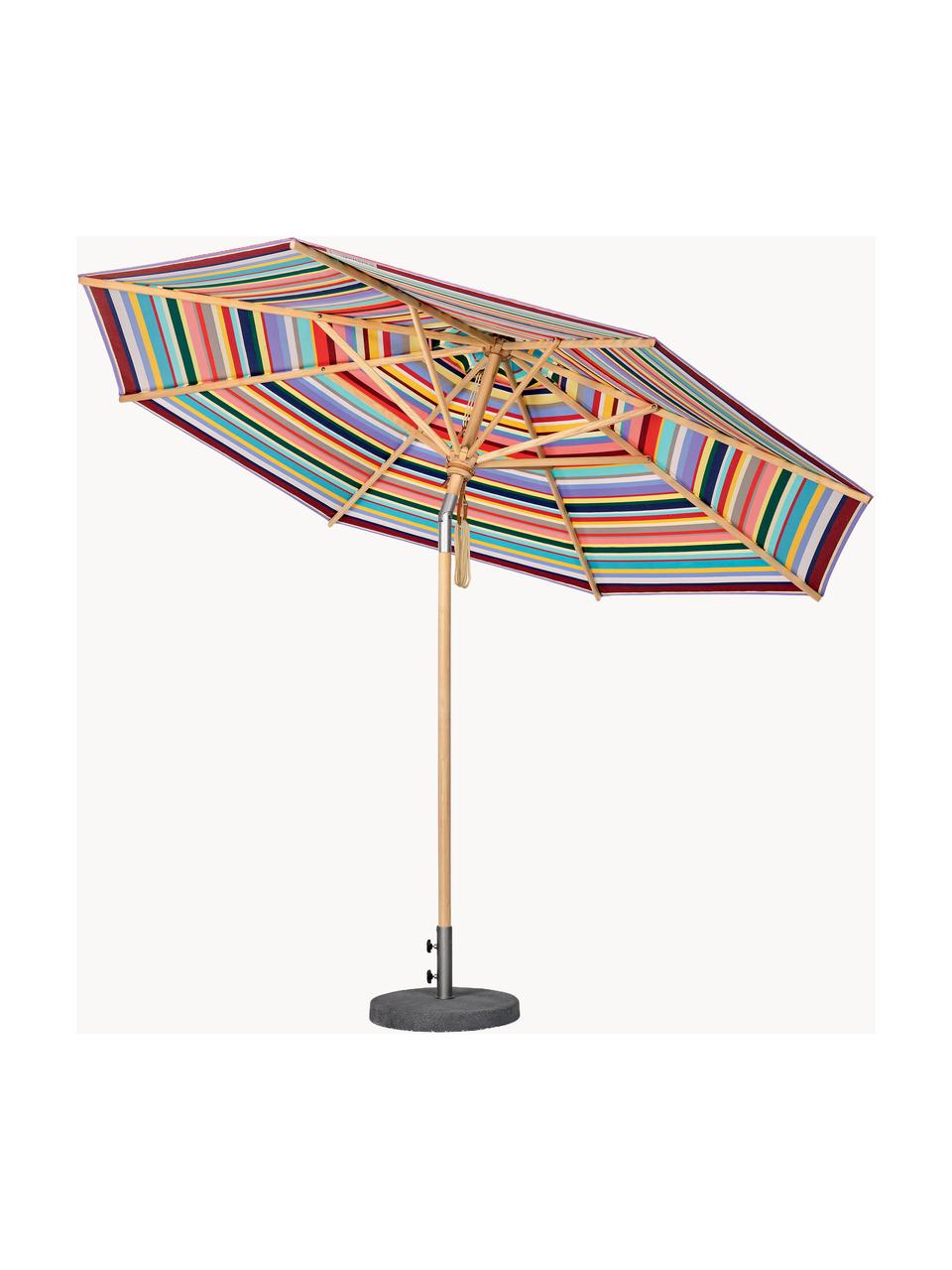 Ręcznie wykonany parasol ogrodowy Classic, różne rozmiary, Wielobarwny, jasne drewno naturalne, Ø 350 x 273 cm