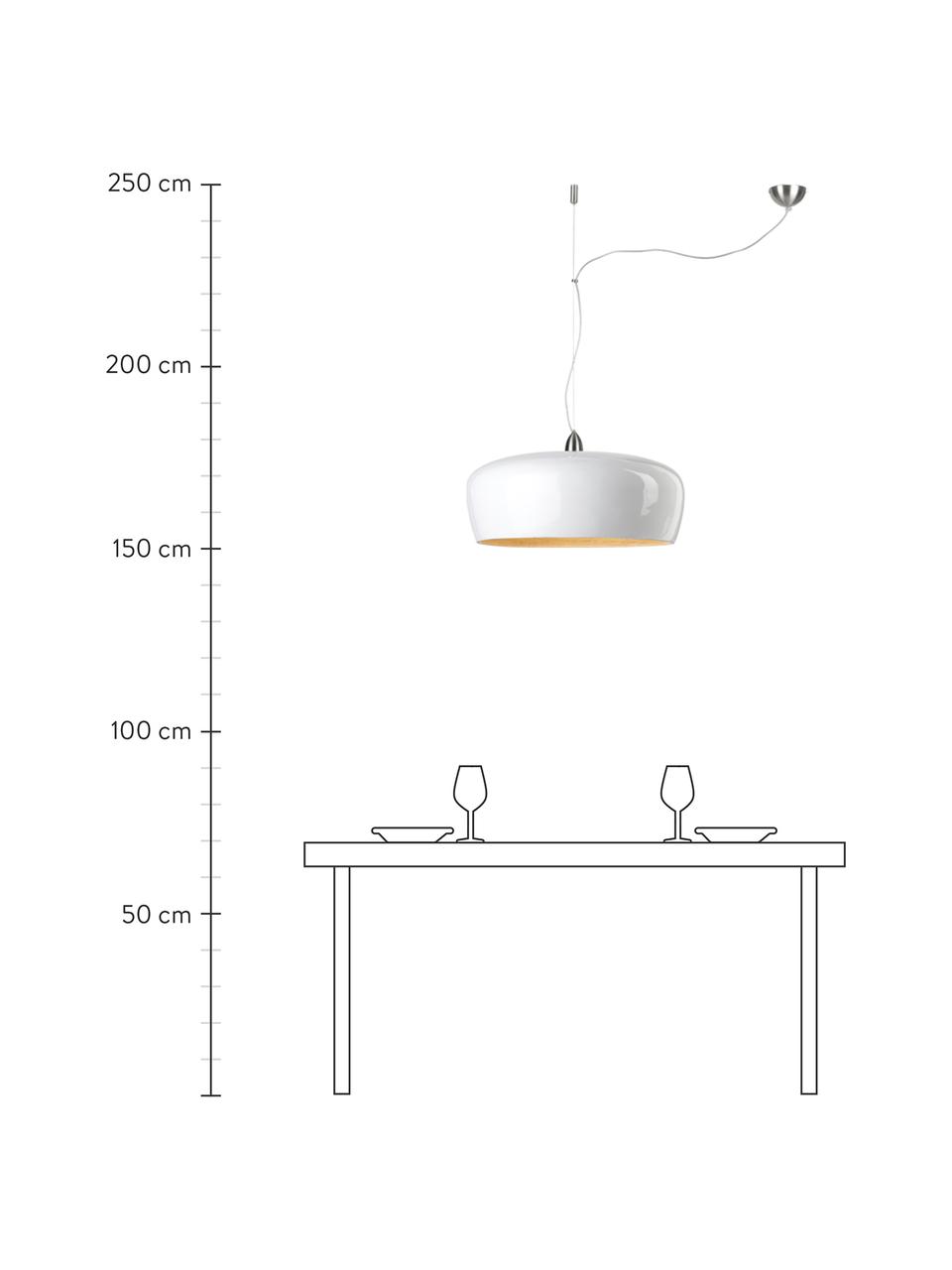 Grosse Pendelleuchte Hanoi aus Bambus, Lampenschirm: Bambus, lackiert, Baldachin: Metall, Weiss, Ø 60 x H 25 cm