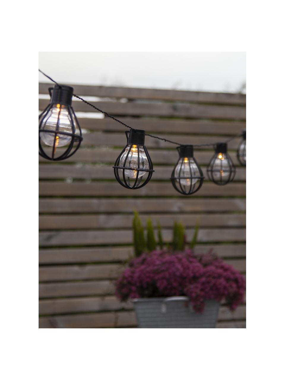 Outdoor LED lichtslinger Cage, 280 cm, 8 lampions, Lampions: kunststof, Zwart, transparant, L 280 cm