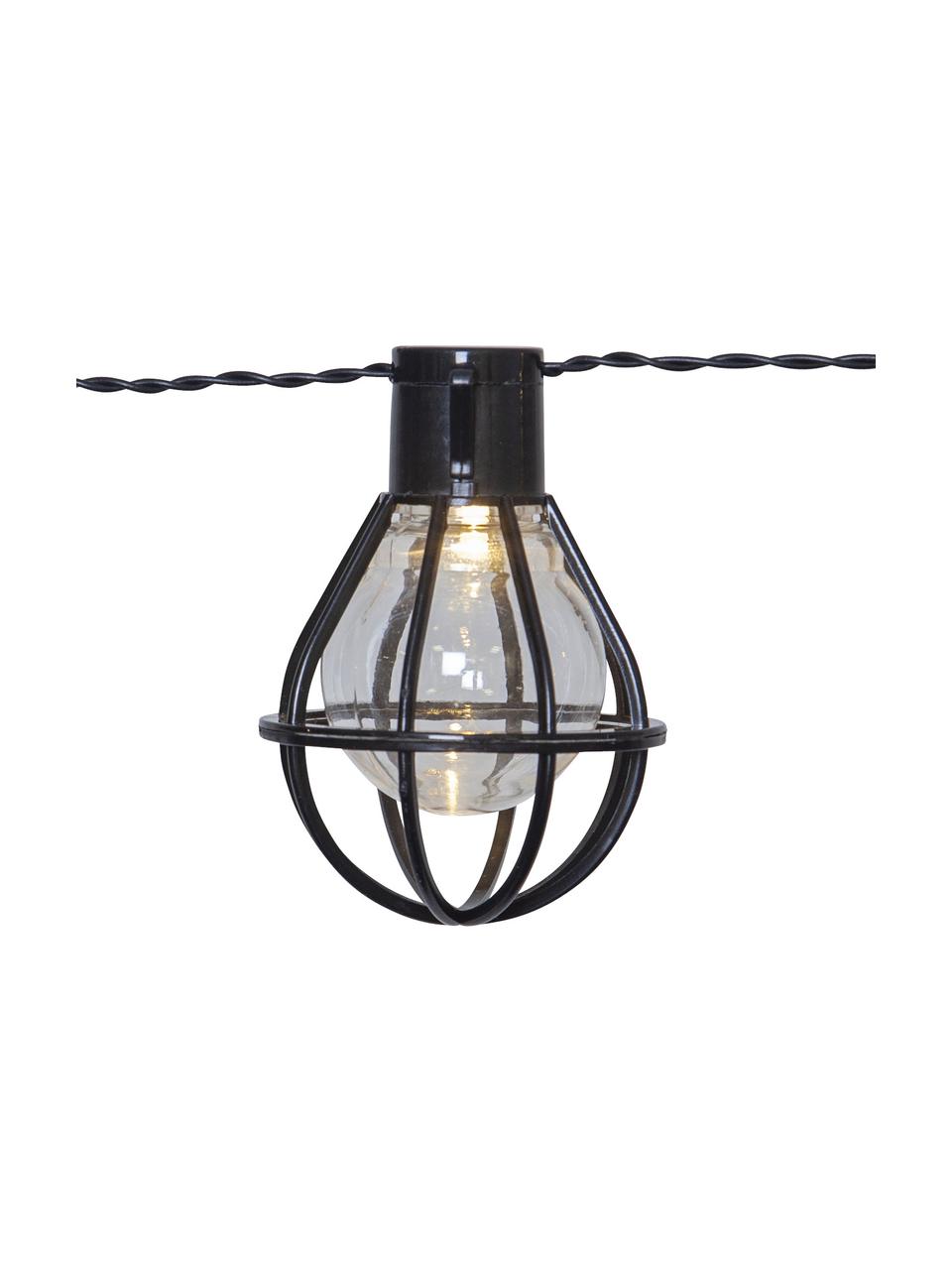 Outdoor LED-Lichterkette Cage, 280 cm, 8 Lampions, Lampions: Kunststoff, Schwarz, Transparent, L 280 cm