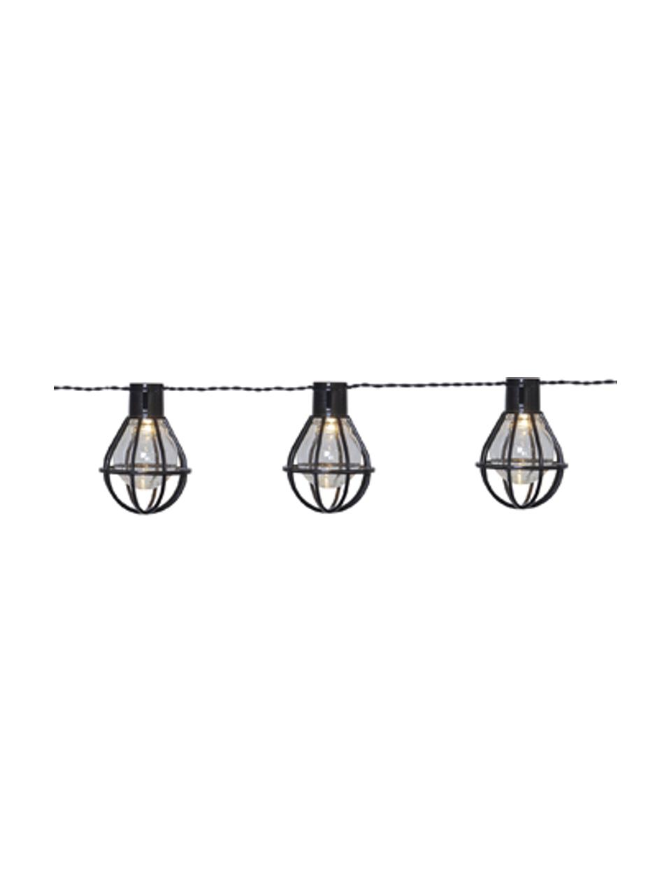 Outdoor LED lichtslinger Cage, 280 cm, 8 lampions, Lampions: kunststof, Zwart, transparant, L 280 cm