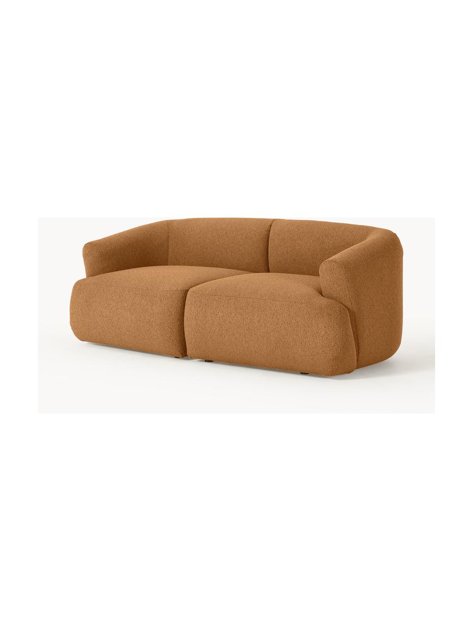 Modulares Bouclé-Sofa Sofia (2-Sitzer), Bezug: Bouclé (100 % Polyester) , Gestell: Fichtenholz, Spanplatte, , Füße: Kunststoff Dieses Produkt, Bouclé Hellbraun, B 190 x T 103 cm