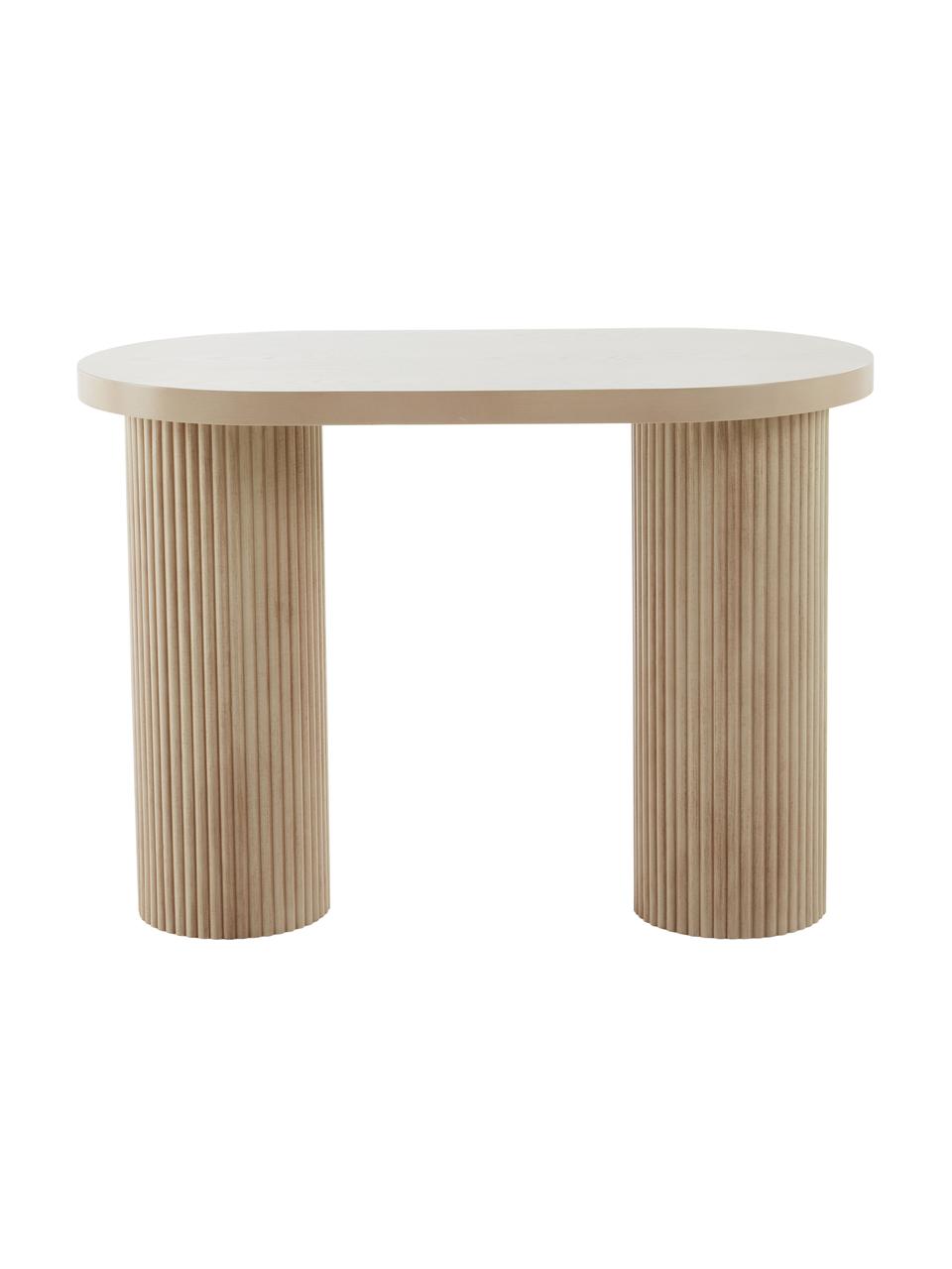 Bureau en bois à relief rainuré Torello, Bois de chêne clair, larg. 100 x haut. 72 cm