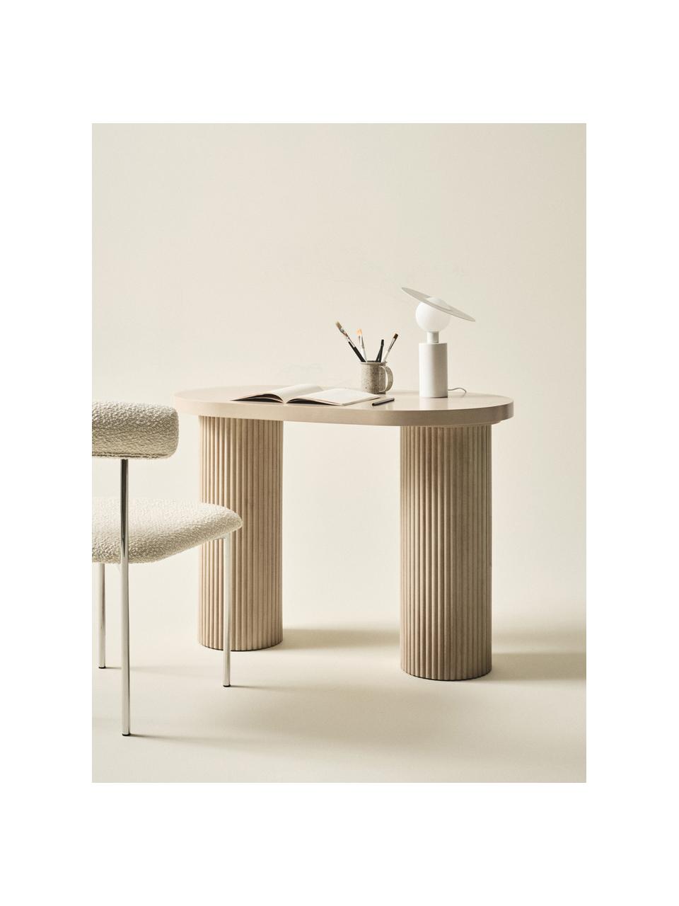Bureau en bois à relief rainuré Torello, Bois de chêne clair, larg. 100 x haut. 72 cm