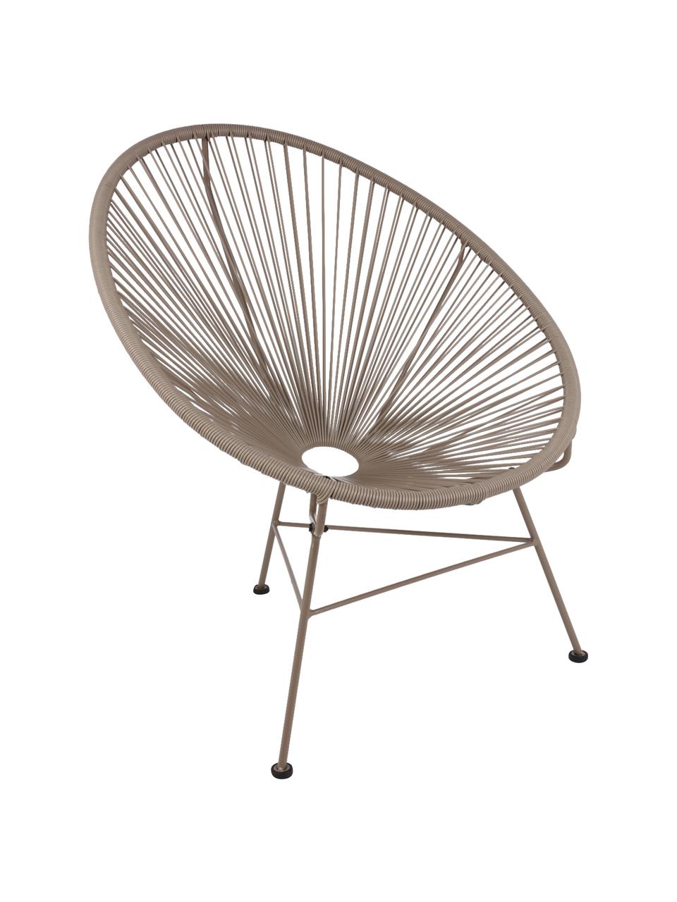 Fotel wypoczynkowy ze splotu z tworzywa sztucznego Bahia, Stelaż: metal malowany proszkowo, Taupe, S 81 x G 73 cm