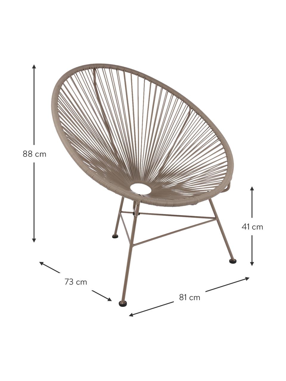 Poltroncina in materiale sintetico intrecciato Bahia, Seduta: materiale sintetico, Struttura: metallo verniciato a polv, Taupe, Larg. 81 x Prof. 73 cm