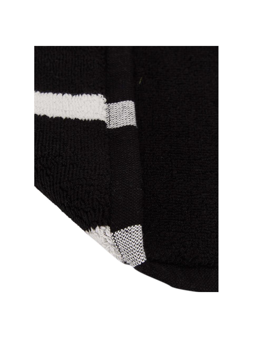 Gestreepte badmat Menton, 100% katoen, Zwart, wit, 50 x 75 cm