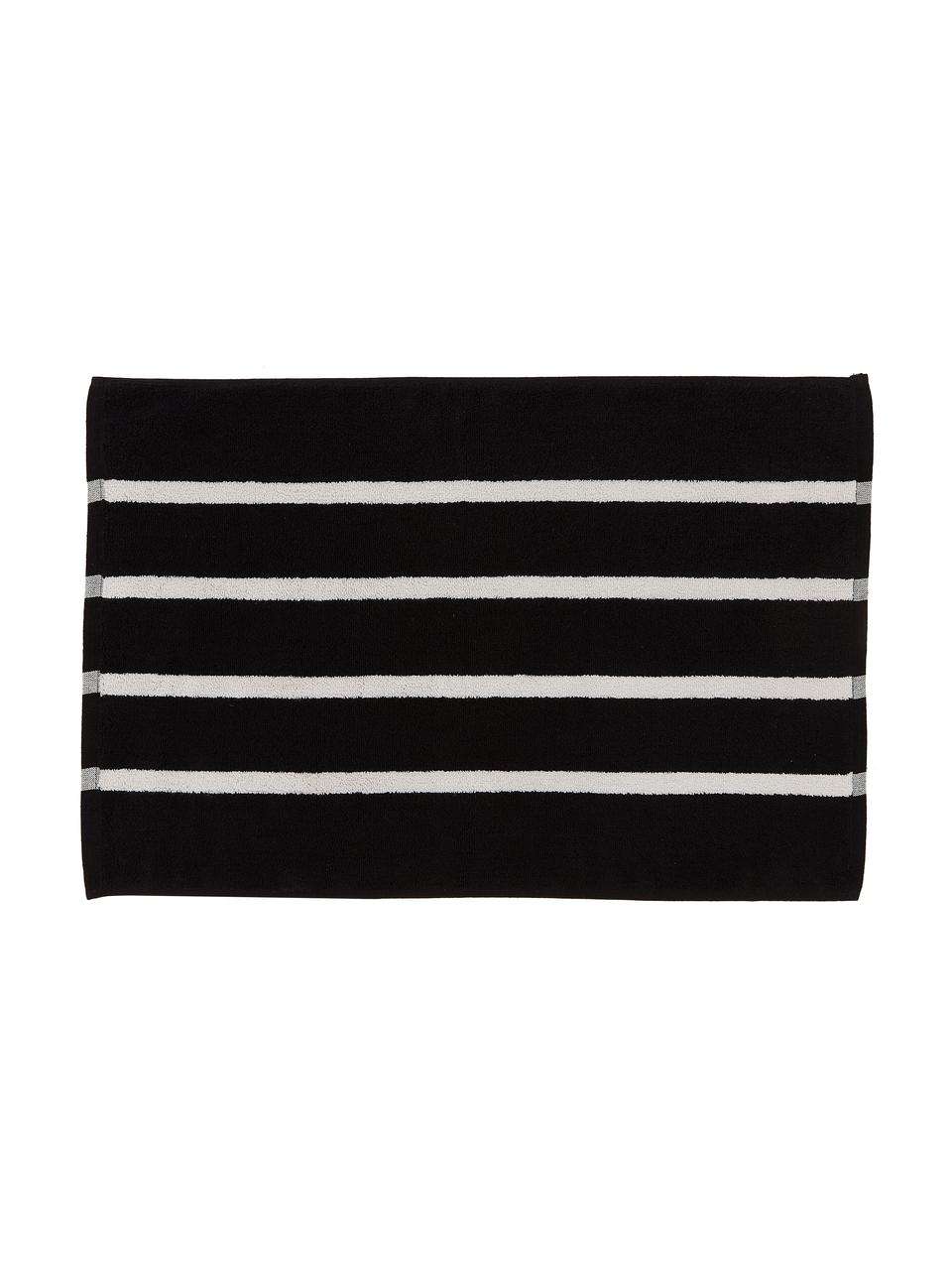 Tapis de bain rayures Menton, Noir, blanc