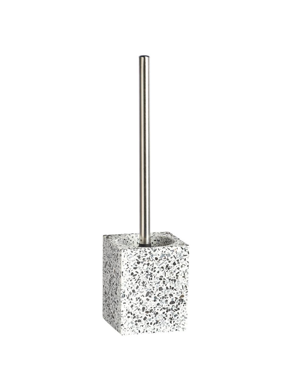 Toilettenbürste Terrazzo aus Kunststoff, Behälter: Polyresin, Schwarz, Weiss, Ø 10 x H 38 cm