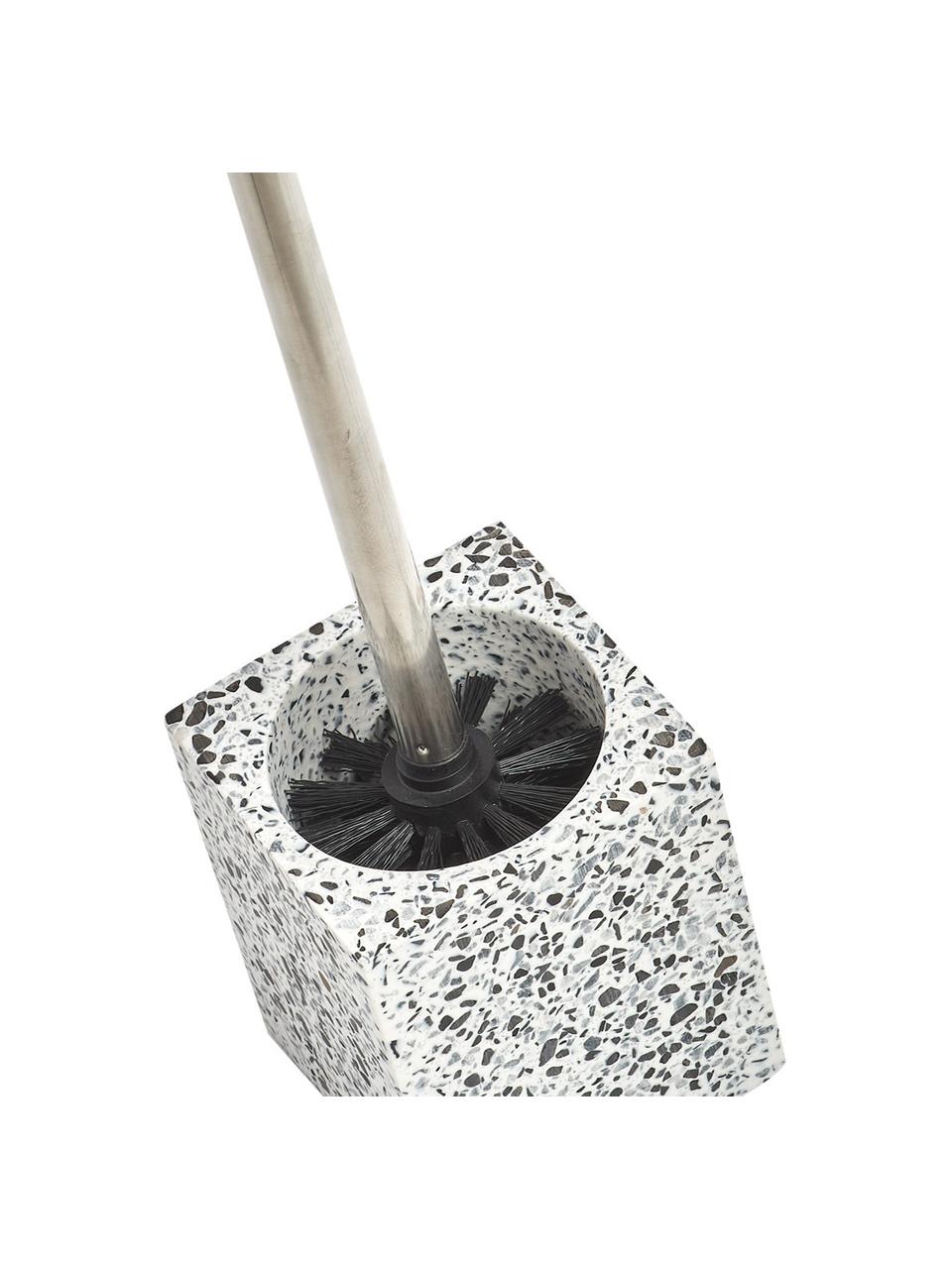 Scopino con contenitore Terrazzo, Contenitore: poliresina, Nero, bianco, Ø 10 x Alt. 38 cm