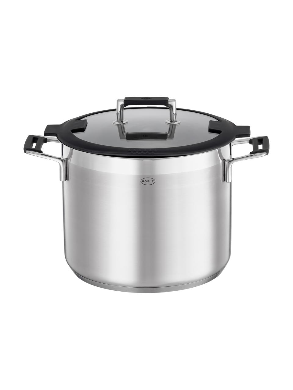 Casserole acier inoxydable avec échelle intérieure Silence Pro, Couleur argentée, noir, Ø 25 x haut. 20 cm