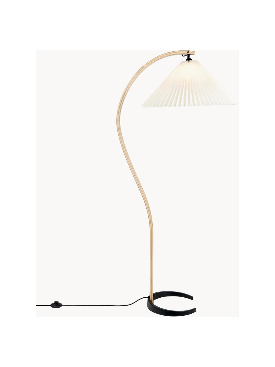Verstellbare Stehlampe Timberline, Lampenschirm: Segeltuch, Lampenfuß: Eisen, beschichtet, Weiß, Eichenholz, H 152 cm