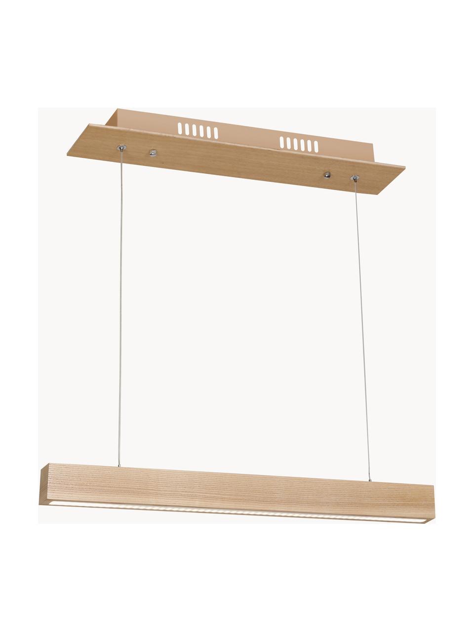 Grote LED hanglamp Timber van hout, Lampenkap: hout, Licht hout, B 65 x D 9 cm