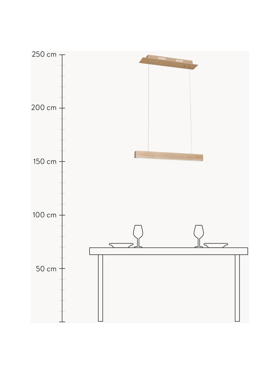 Grande suspension LED en bois Timber, Bois clair, larg. 65 x prof. 9 cm