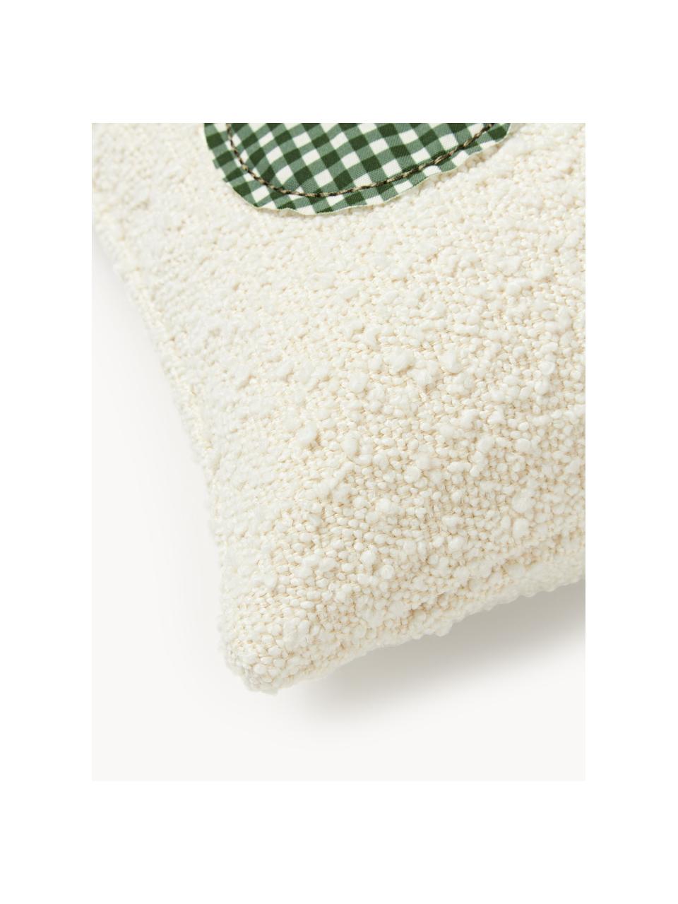 Bouclé-Kissenhülle Lysander, Bouclé (90 % Polyester, 10 % Acryl), Off White mit Cozy-Aufdruck, B 30 x L 50 cm