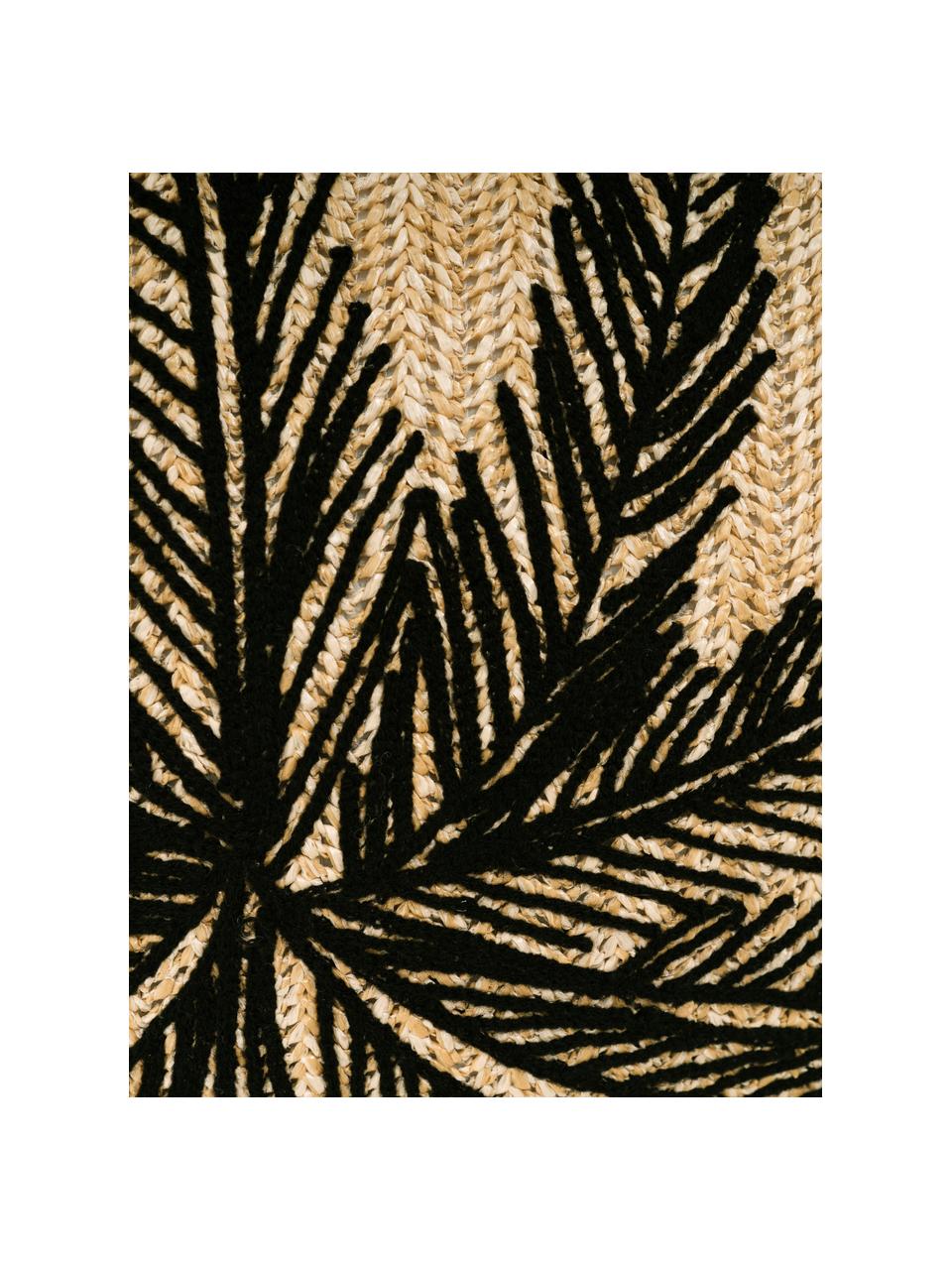 Outdoor kussen Knitted met palmboommotief, met vulling, Beige, zwart, 43 x 43 cm