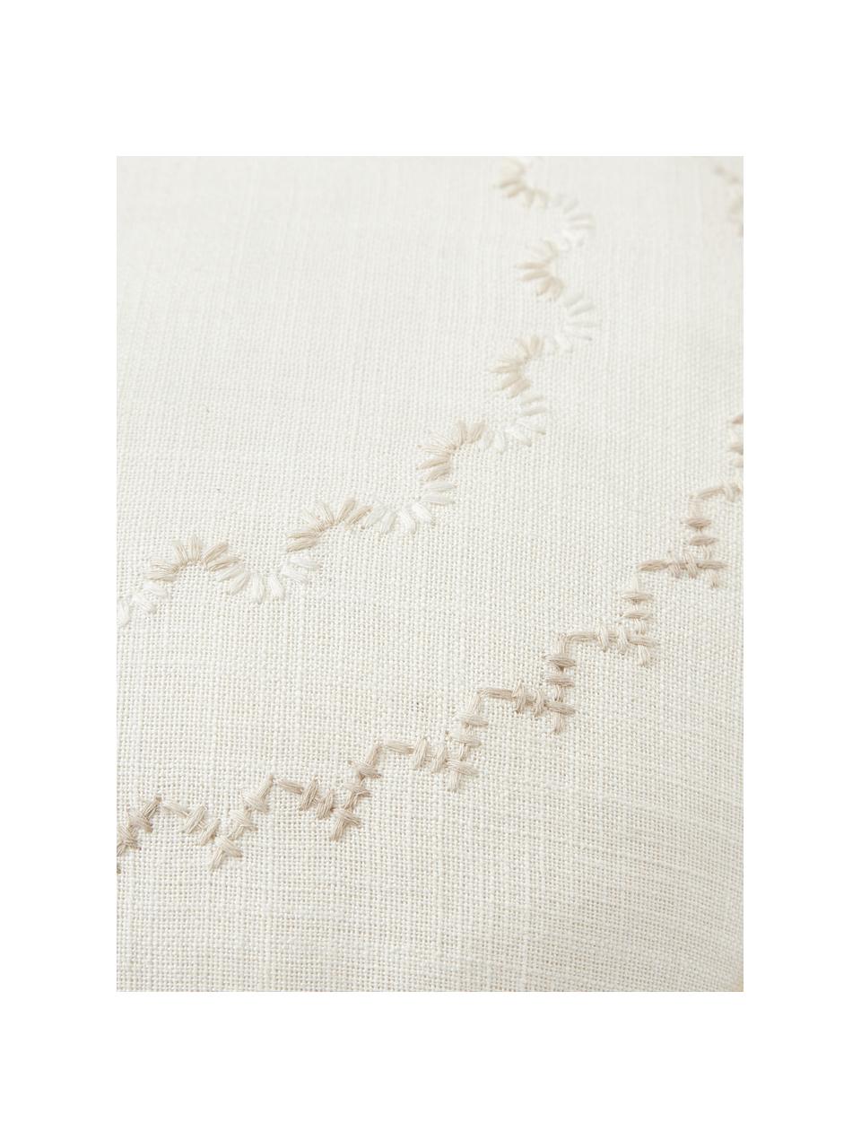 Cojín redondo con flecos Nedda, con relleno, Funda: 100% algodón, Tonos beige, Ø 35 cm