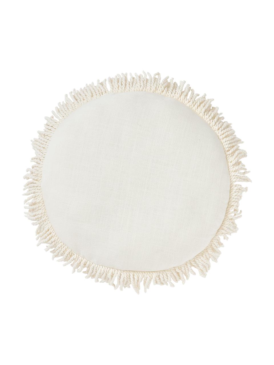 Rond kussen Nedda met franjes, met vulling, Beigetinten, Ø 35 cm