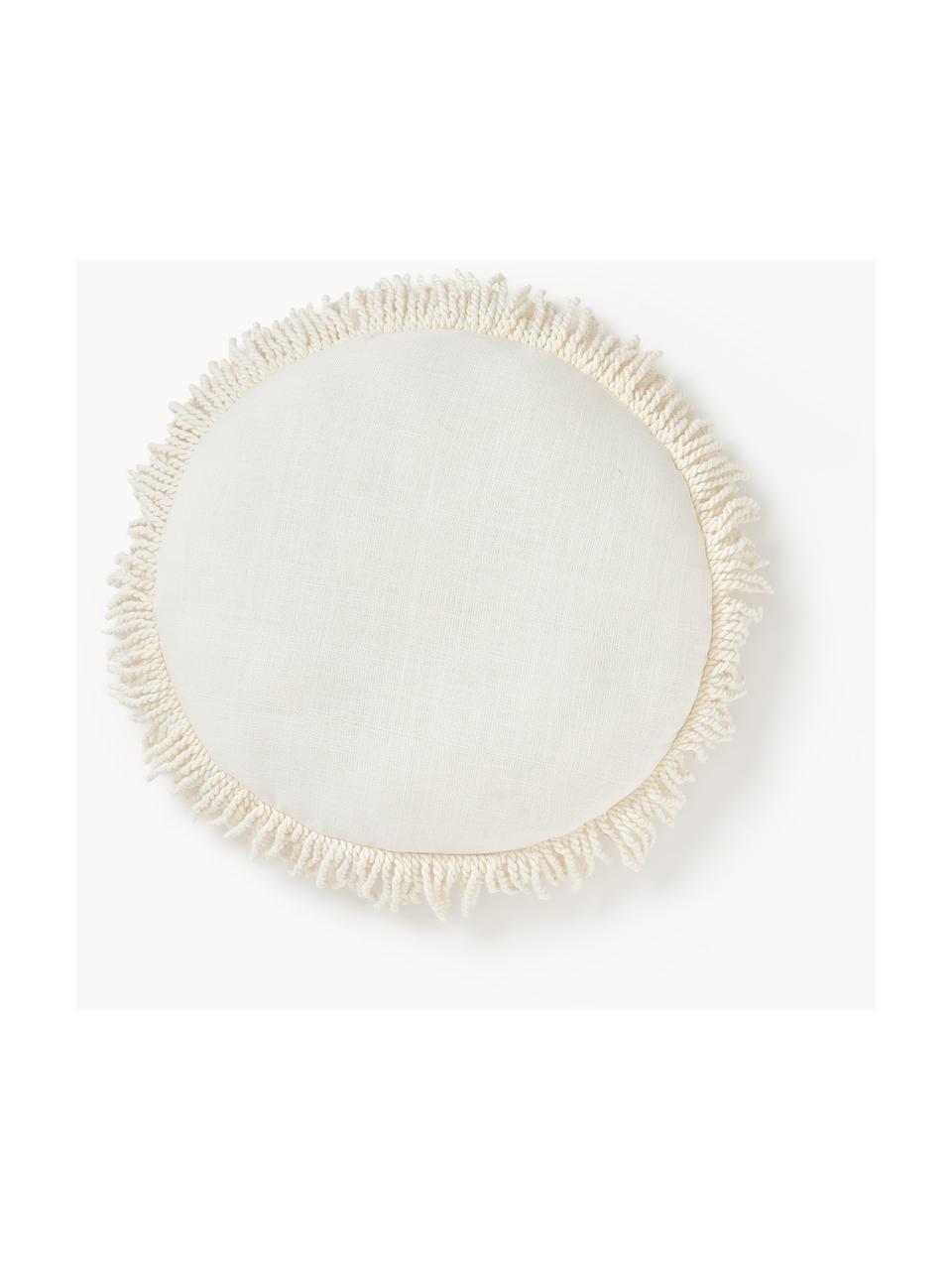 Cuscino rotondo con frange Nedda, Rivestimento: 100% cotone, Beige chiaro, Ø 35 cm